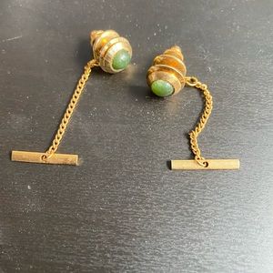 Vintage Jade Cufflinks – Gold Chain Link Style